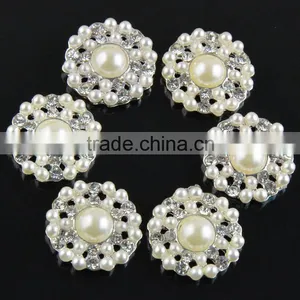 22mm Wholesales Price AAA Quality Alloy Pearl Round Crystal Rhinestone Button for WeddingJewelry Garment Accessory thumbnail-1