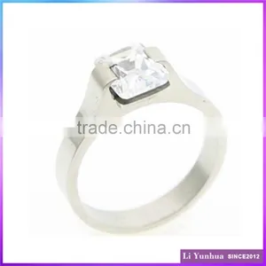 Stainless Steel Tension Setting Rings With Square Cubic Zircons thumbnail-1