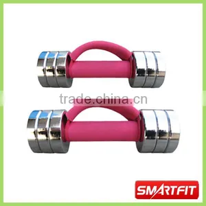 Female Training Chromed Dumbbell With Pink Foam Strap Handle Hot Sale Exercise Accessories thumbnail-1