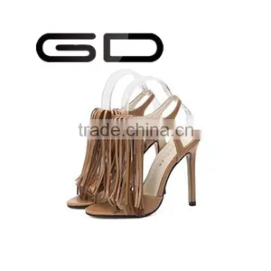 Roman Model Tassels Upper Buckle Ankle Thin Heel Sandals for Women thumbnail-2