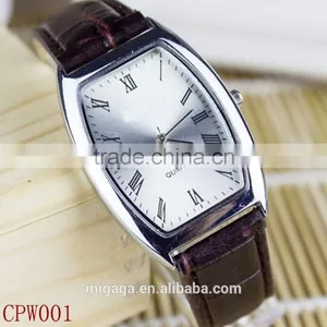 Silvery Romantic Leather Band Roman Numberals Couple Watch for Wedding Gifts thumbnail-2