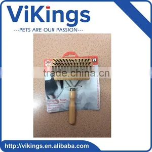 2016 Easy Clean Anti-allergic Pet Grooming Products Wood Handle Big Stainless Steel Dog Comb thumbnail-1