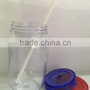 Plastic High Quality Mason Jar for Children With Straw thumbnail-4