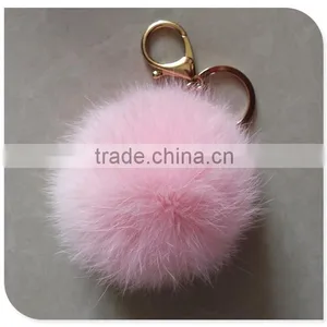 Real Rabbit Fur Ball Furry Ball Keychain for Mobile Phone Tag,Handbag Charm Keychain thumbnail-2