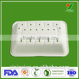 Professional Manufacturer Top Grade 90days Biodegradable Composable Hygiene Sugarcane Bagasse Molded Pulp Fruit Packaging Plates thumbnail-2