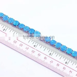 Cheap 925 Sterling Silver Blue Opal Unisex Friendship Bracelets thumbnail-3
