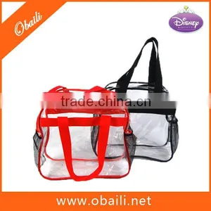 New Design Clear PVC Shopping Bag With Side Mesh Pockets/Clear PVC Cosmetic Bag thumbnail-1