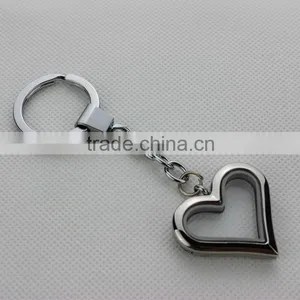 2016 Stainless Steel Silver Heart Magnetic Floating Locket Key Ring Key Chain For Woman Gift thumbnail-1