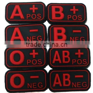 Blood Type Patch Rubber Badge,PVC Patch,Promotional Badge thumbnail-1