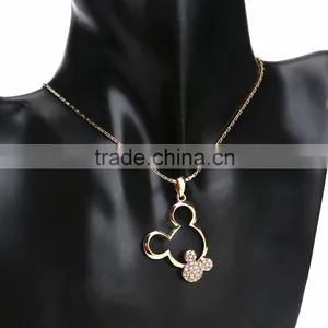 18k Austrian Crystal Mickey Mouse Pendant Necklace thumbnail-6