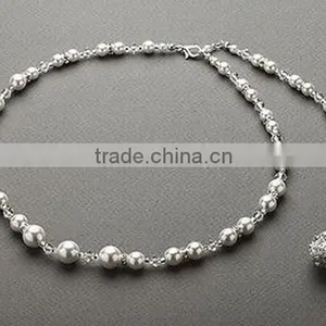 Hot Sale Crystal Pearl Diamond Pearl Tassels Bridal Backless Low Back Backdrop Necklace thumbnail-2