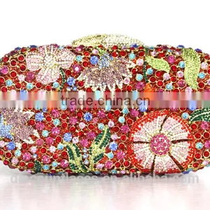 Wedding Bridal Crystal Rhinestone Evening Clutch Bags Purse Flower Colorful Handbags thumbnail-4