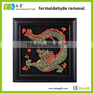High Quality Decorative Modern Chinese Dragon Wooden Carving Embossed Wall Art thumbnail-1