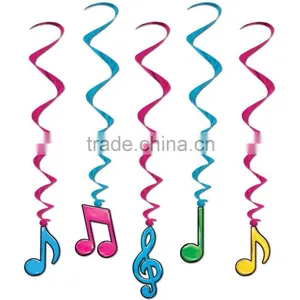 Coloured Music Notes Hanging Swirl Ceiling Dangling Danglers Decorations thumbnail-1