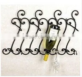 Black Six Bottle and Glass Wall Wine Rack thumbnail-1