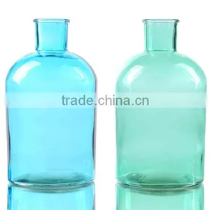 Dumpy Shape Frosted Colored Glass Vase For Home Decor thumbnail-1