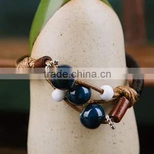 Green Porcelain Beads Bracelet With Adjustablt Length Supplier's Choice thumbnail-1