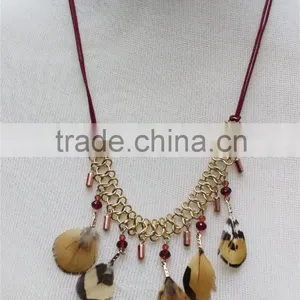 Newest Gold Feather Pendant Necklace Short Chain Rose-gold Charm Connected Necklace 2016 Fashion Style Wholesale thumbnail-1