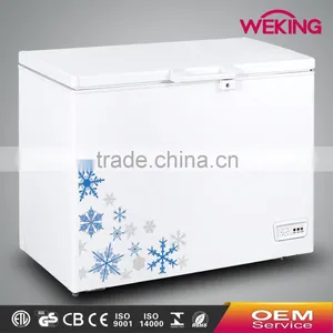 Chinese OEM Wholesale Color Painted Handle Lock Sliding Glass Door Chest Freezer CF-218(204L) With CE CB Certificate thumbnail-1