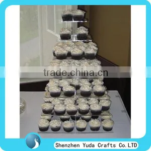 Square Clear Cupcake Display Shelf, 7 Tier Wedding Cupcake Stands, Acrylic Cake Display Stand thumbnail-1