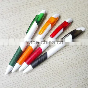 Plastic White Barrel Ballpen With Colored Grip thumbnail-6