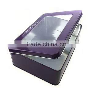 Silver Varnish Towel Tin Box With Transparent Window thumbnail-2