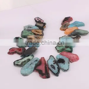 Multi Color Agate Stone Druzy Beads - Agate Connector Stones For Jewelry Making thumbnail-2