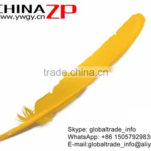 CHINAZP Crafts Factory Bulk Natural Dyed Yellow Turkey Pointers Quill Large Feather for Decoration thumbnail-3