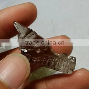 Cute Natural Smoky Quartz Crystal Dragon Skull for Sale,carving Head thumbnail-1