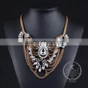High Quality Vintage Rhinestone Chunky Statement Necklace Tin Alloy Fashion Women Pendant Necklace 6390118 thumbnail-1