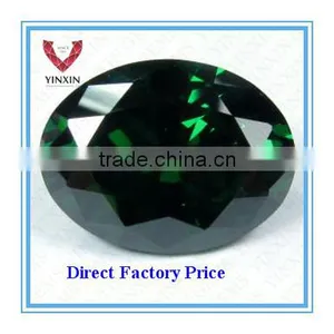AAA Synthetic Very Dark Emerald Green Cubic Zirconia Oval Shape 8X6mm CZ thumbnail-1