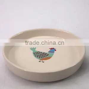 Hotel White Cheap Ceramic Plates Round Ceramic Dishes With Animal Pattern Painting Divided Dinner Plates For Restaurant Ceramic thumbnail-3