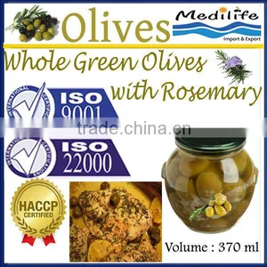 Green Olives With Rosemary,High Quality 100% Tunisian Table Olives,Table Olives With Rosemary 370 ml Glass Jar thumbnail-1