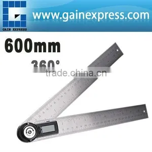 360 Degree 600mm + Stable Locking Function/ Portable Stainless Steel 2-in-1 Digital Angle Finder Meter Protractor Ruler thumbnail-1