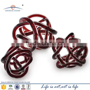 Medium Handcrafted Mid Century Modern Art Decor Cheap Glass Knot Paper Weight thumbnail-2