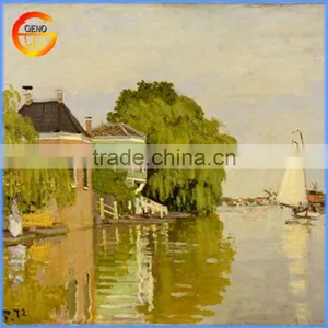 100% Handmade River Tree Painting Design on Canvas thumbnail-1