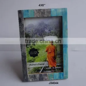 Thin Border Cattle Bone Mosaic Photo Frame With in Grey and Blue Colour thumbnail-1