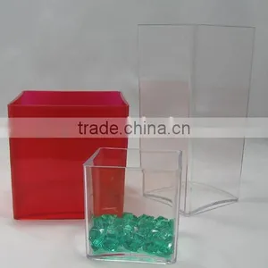 Indoor Clear Plastic Cylinder Vase ( Cube ) Acrylic Vase/flower Pot thumbnail-1