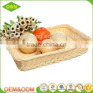 Customized Food Storage Hand Woven Empty Plastic Poly Rattan Bread Fruit Vegetable Display Basket thumbnail-3