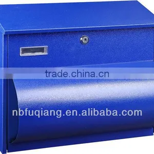 FQ-110 Wall Mounted Cast Iron Mailbox, Metal Mailbox, Steel Mailbox, Blue Mailbox thumbnail-1