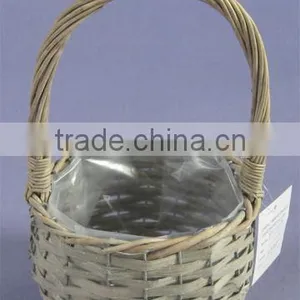 Willow/wicker Flower Basket With Plastic Liner thumbnail-1