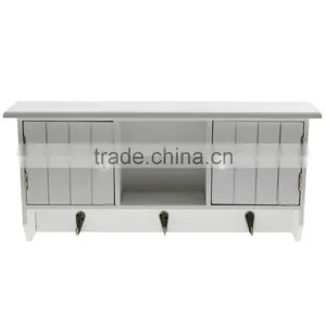 Wall Mounted MDF Wooden Decorative Floating Wall Shelf With Metal Hooks thumbnail-2