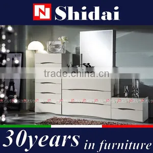Dresser Mirror Hardware / Hand Painted Bedroom Dressers / High Gloss White Dresser T-35 thumbnail-1