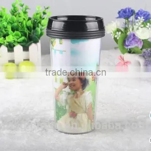 BPA Free Paper Insert Plastic Cup 12oz Double Wall Paper Cup thumbnail-5
