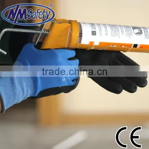 NMSAFETY 15 Gauge Nylon and Spandex Liner Foam Nitrile Anti Slip Emboss Nitrile Gloves thumbnail-1