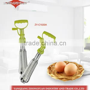 16' Classic Rotary Stainless Steel Egg Beater With Green pp Handle thumbnail-1