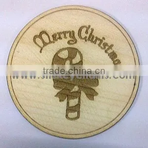 Candy Cane Wooden Coaster, Laser Engraved thumbnail-1