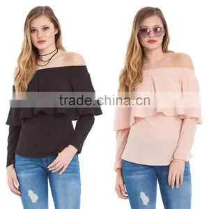 Chiffon Blouse Women Sexy Saree Blous Fashion Cheap Wholesale Custom Off the Shoulder Tops thumbnail-1