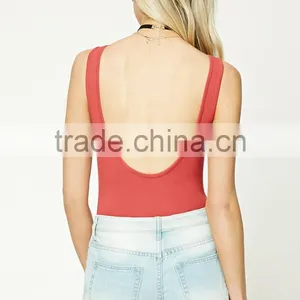 Thong Leotard Women Sleeveless O-Neck Deep Scoop Back Ribbed Dance Leotard For Sale thumbnail-6