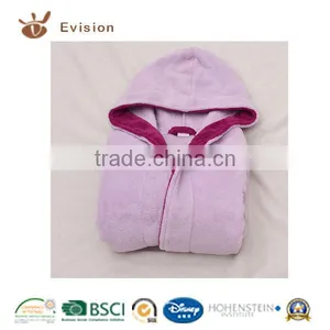 2016 NEW Microfiber Coral Fleece Kid's Bathrobe With Lila Color thumbnail-1